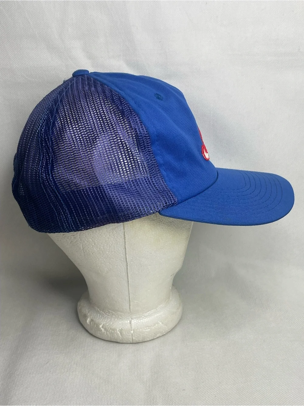 VTG 80s Atlanta Braves Baseball Cap Adjustable Snapback Trucker Blue Red MLB Hat